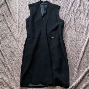 Black crepe Calvin Klein wrap dress w/elastic belt